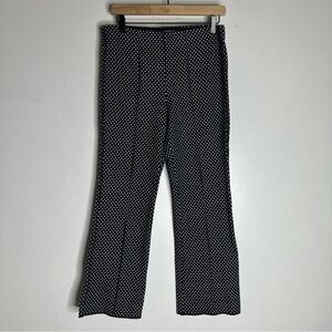 Anthropologie‎ Essential Crop Flare Pants Pull-On Polka Dot Black White M CP
